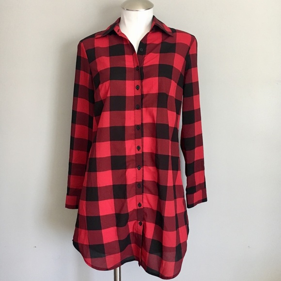 BB Dakota Tops - BB Dakota Buffalo Plaid Red Blouse